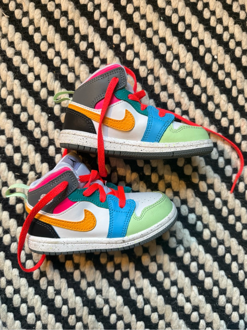Nike Kids Colorblock High-Top Sneakers — Green, Blue, Yellow & Red